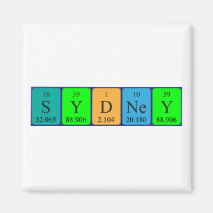 imán de nombres de tabla periódicos de Sydney