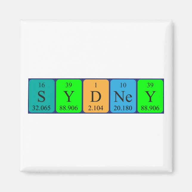 imán de nombres de tabla periódicos de Sydney (Frente)