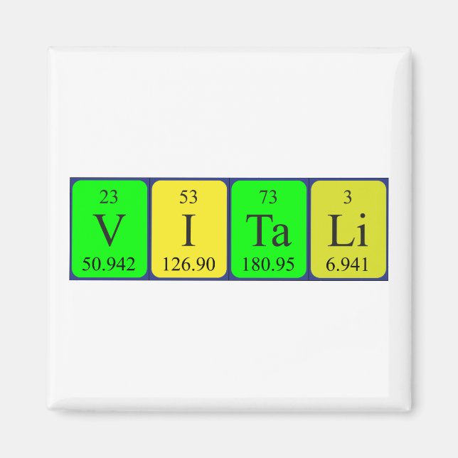 imán de nombres de tabla periódicos de Vitali (Frente)