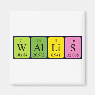 Imán de nombres de tabla periódicos de Wallis