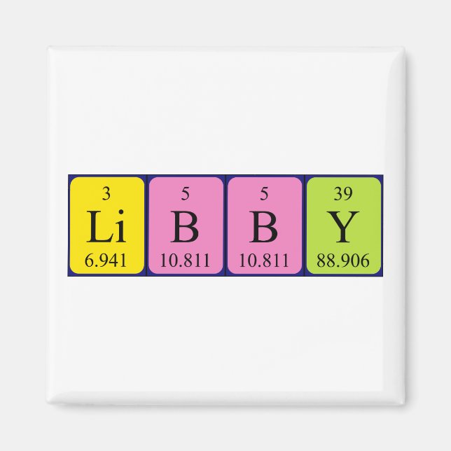 Imán de nombres de tabla periódicos Libby (Frente)