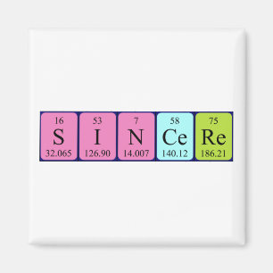 Imán de nombres de tabla periódicos sinceros