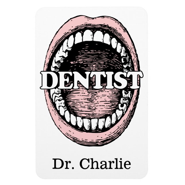 Imán de nombres personalizados de dentista (Vertical)
