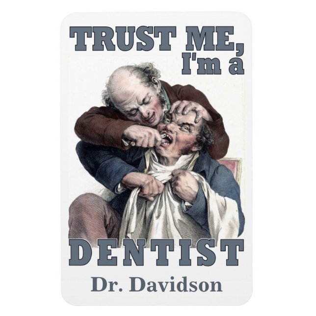 Imán de nombres personalizados de humor DENTIST (Vertical)
