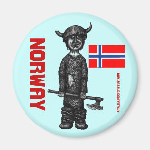 Imán de Noruega con vikingo divertido