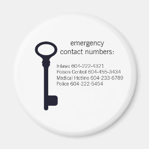 Imán de números de contacto de emergencia de perso