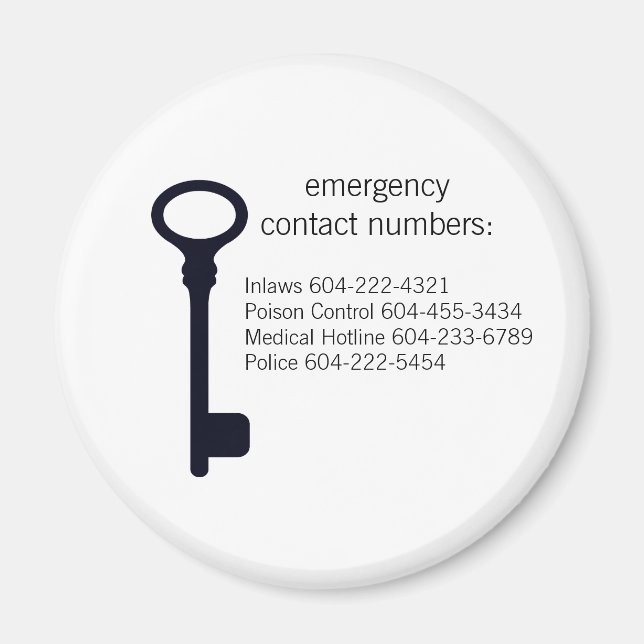 Imán de números de contacto de emergencia de perso (Frente)