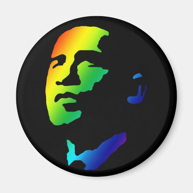 Imán de Obama con arco iris (Frente)