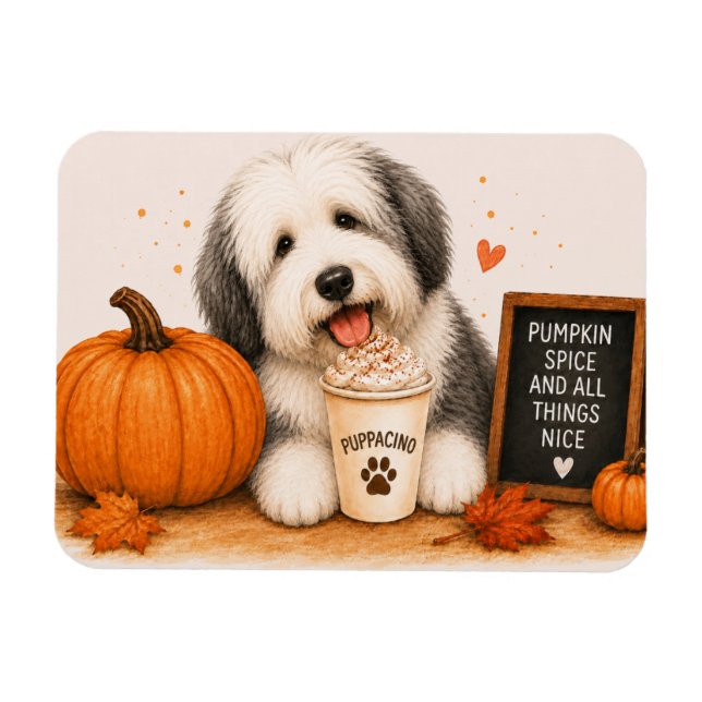 Imán de Old English Sheepdog Pumpkin Spice (Horizontal)