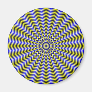 Imán de ondas zigzag azules y amarillas