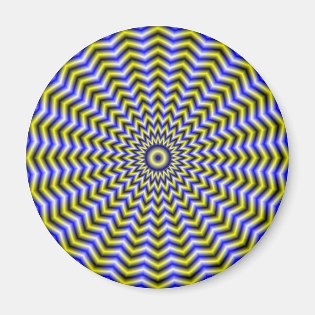 Imán de ondas zigzag azules y amarillas (Frente)