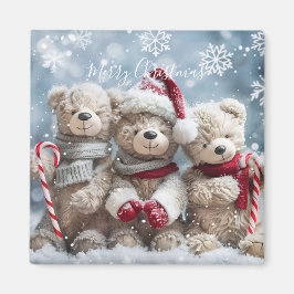 Imán de osito de peluche navideño adorable