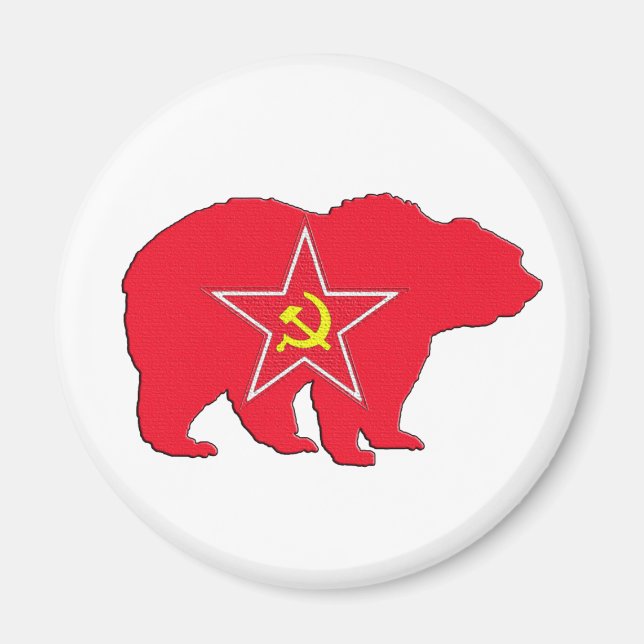 Imán de oso rojo ruso (Frente)