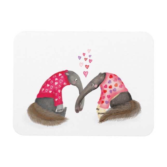 Imán de osos hormigueros lindos enamorados (Horizontal)