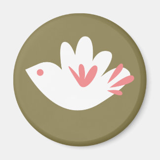 Imán de pájaro blanco