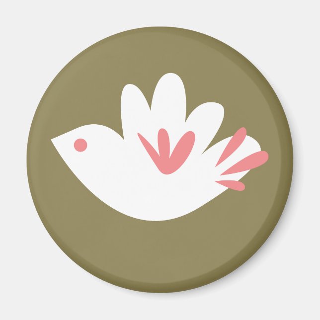 Imán de pájaro blanco (Frente)