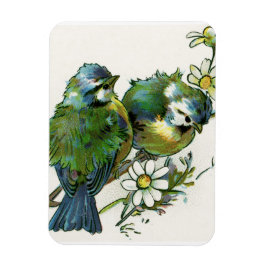 Imán de pájaros azules vintage