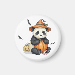 Imán de panda de Halloween lindo de calabaza