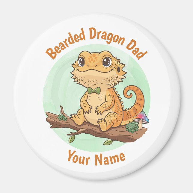 Imán de Papá de Dragón Barbudo Personalizado (Frente)