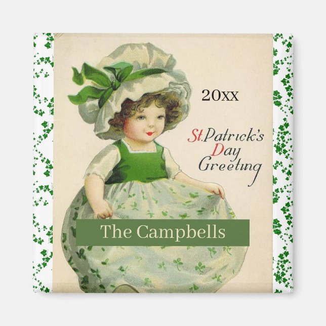 Imán de papel floral del día de San Patricio (Frente)
