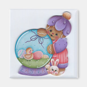 Imán de Pascua Snowglobe del pan de jengibre