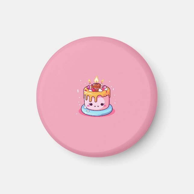 Imán de pastel kawaii rosa (Frente)