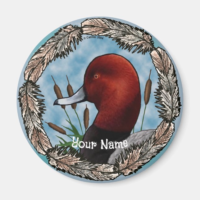 Imán de pato de cabeza roja (Frente)