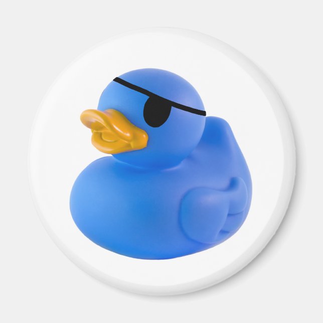 Imán de pato de caucho pirata azul (Frente)