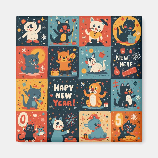 Imán de patrón de Año Nuevo (Frente)