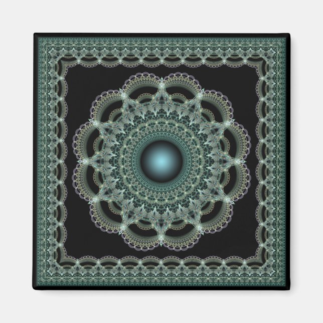 Imán de patrón de marco supernatural fractal (Frente)