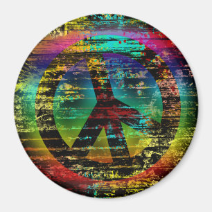 Imán de Paz Grunge Arcoíris, Colorido