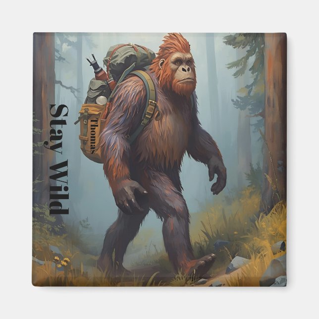 Imán de pegatina de Sasquatch Bigfoot (Frente)