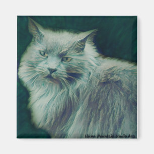 Imán de peluca verde para gato estilizado #1