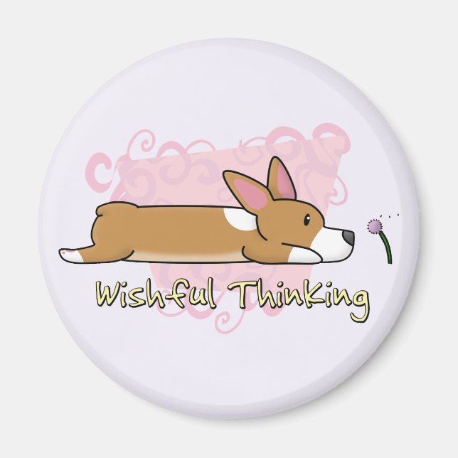 Imán de pensamiento deseado de Corgi (Frente)
