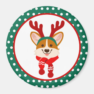 Imán de perro Corgi Feliz Navidad
