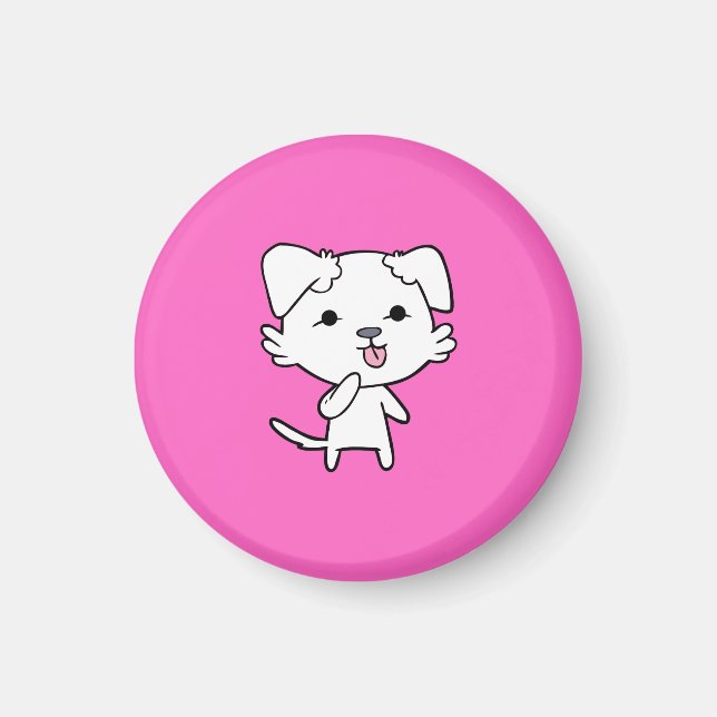 Imán de perro gatito - rosa (Frente)