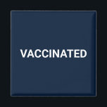 Imán de personalizable blanco azul marino vacunado<br><div class="desc">Imán de personalizable blanco azul marino vacunado,  signo. Minimalista estilo sencillo y elegante. azul marino y blanco</div>