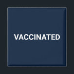 Imán de personalizable blanco azul marino vacunado<br><div class="desc">Imán de personalizable blanco azul marino vacunado,  signo. Minimalista estilo sencillo y elegante. azul marino y blanco</div>