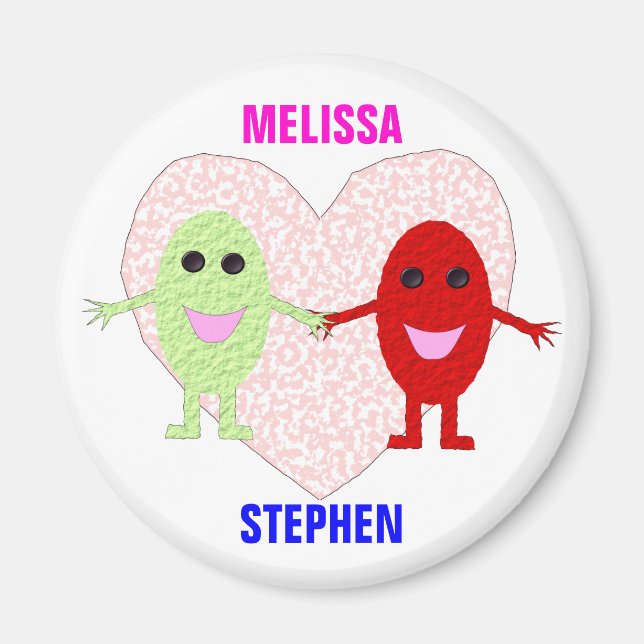 Imán de Personalizable de las parejas de amor verd (Frente)