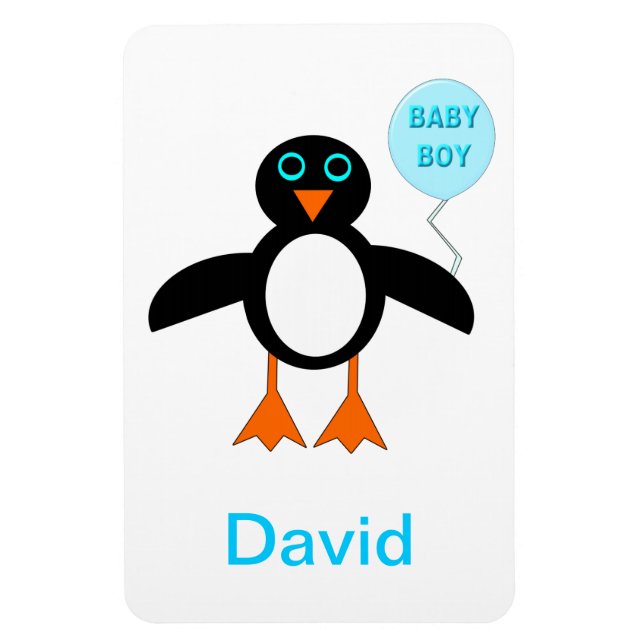 Imán de Personalizable pingüino de niño azul lindo (Vertical)