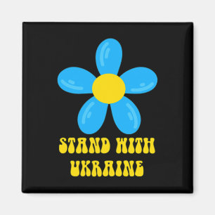 Imán De pie con Ucrania Flor Azul y Amarillo Solidari