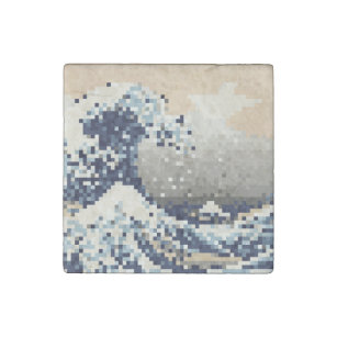 Imán De Piedra La gran ola de Kanagawa 8 bit Pixel Art
