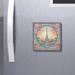 Imán De Piedra Parisino Sunset Eiffel Tower Paris Floral Francesa<br><div class="desc">El luminoso Sunset Parisian Eiffel Tower Paris France Floral Magnets presenta un estilo Art Déco con la puesta de sol de París con la Torre Eiffel en un audaz marco floral. Creado por Evco Studio www.zazzle.com/store/evcostudio</div>