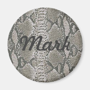 Imán de piel de serpiente plateado personalizado