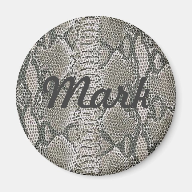 Imán de piel de serpiente plateado personalizado (Frente)