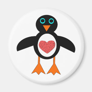 Imán de pingüino de corazón de amor lindo