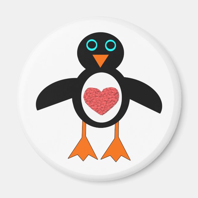 Imán de pingüino de corazón de amor lindo (Frente)