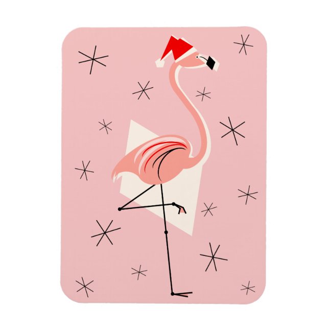 Imán de Pink Flamingo Santa flexible retrato (Vertical)