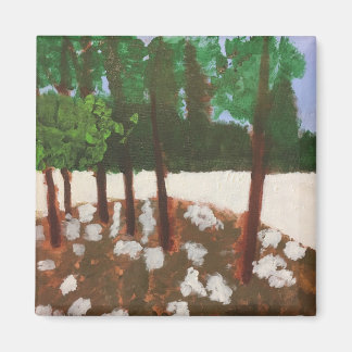 Imán de pintura de árboles y flores