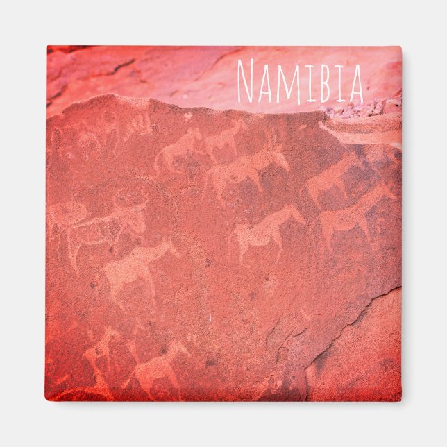 Imán de pintura de arte rock africano de Namibia (Frente)